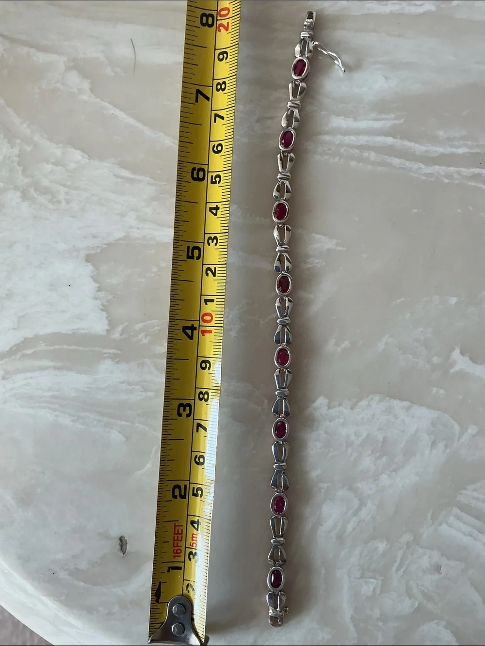Sterling Silver Bracelet with Ruby Gemstones